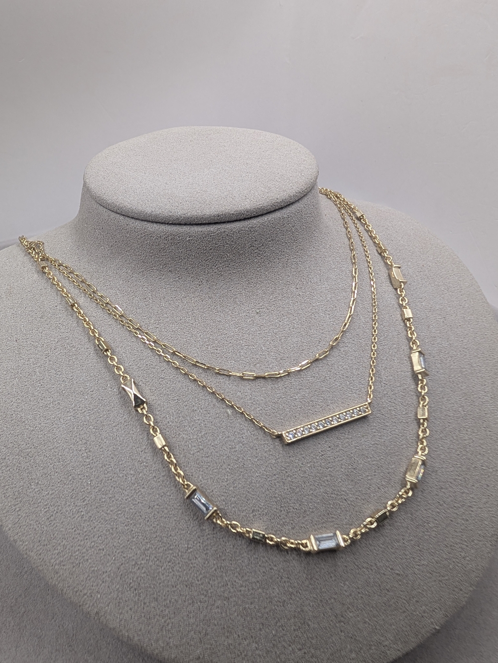 Kendra Scott Addison Layered Necklace Gold CZ Baguette M338